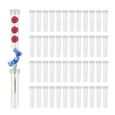 Afbeelding van Orssmigs 50 stuks kunststof testbuizen, transparante buis, testbuis voor bloemen, reageerbuis, kunststof, bloem, kleine buis planten, bloemstukken (72 x 18 mm)