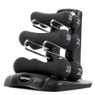 Afbeelding van Zipro® Dumbbellset Halter set 6kg met halterstandaard Neopren Dumbbell Duurzaam en Comfortabel Gewicht voor Krachttraining, Fitness, CrossFit &amp; Functional Training Hand Gewichten