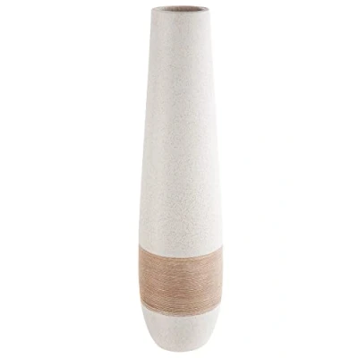 Afbeelding van Gilde Decoratieve vaas voor op de vloer, keramiek, maat XL, woonkamerdecoratie, bruin/crème, hoogte: 46 cm