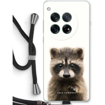 Afbeelding van Case Company® hoesje met Koord geschikt voor OnePlus 12r Rocco Telefoonhoesje Zwart Bescherming aan alle Kanten en Over de Schermrand