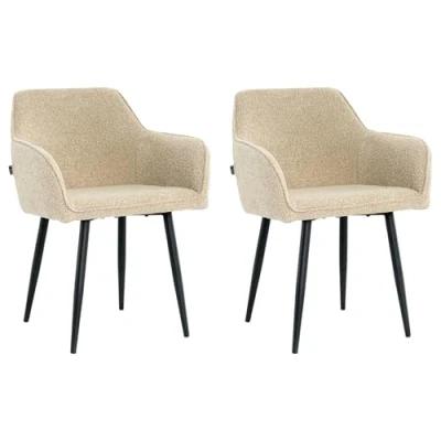 Afbeelding van Lina® Diamond Eetkamerstoel Beige Set van 2 Boucle