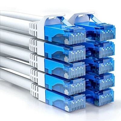 Afbeelding van deleyCON 10 x 0,5 m CAT6 netwerkkabel set U UTP RJ45 CAT 6 LAN kabel patchkabel koper voor Switch Router Modem Repeater Patch Panel wit
