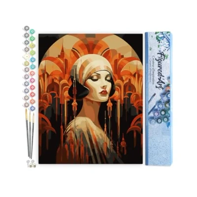 Afbeelding van Figured&#039;Art Schilderen op Nummer Volwassenen canvas Art Deco Vrouw Handwerk acrylverf Kit DIY Compleet 40x50cm zonder frame