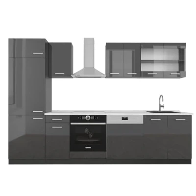 Afbeelding van Vicco Complete keukeneenheid R Line, Antraciet hoogglans/antraciet, 300 cm , WB Marmer