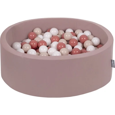 Afbeelding van KiddyMoon Ballenbad voor baby&#039;s, rond, 90 x 30 cm/200 ballen 7 cm ballenbakken speelgoed kinderen, Berue: pastelbeige/zalm/wit