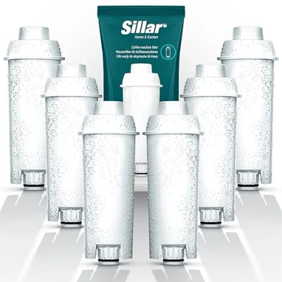 Afbeelding van Sillar 6 x waterfilters voor koffiemachines Delonghi DLSC002, SER3017 &amp; 5513292811 compatibel met ECAM, ESAM, ETAM waterfilter actieve koolpatroon