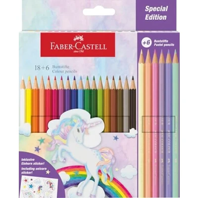 Afbeelding van Kleurpotlood Faber Castell Unicorn zeskantig 18 stuks Kleuren 6 pastel