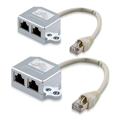 Afbeelding van kwmobile 2x Netwerk kabel splitter 1 ethernetkabel RJ45 (8 aderig) naar 2 ISDN bus (4 Met netwerkkabel Zwart