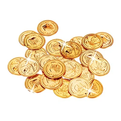 Afbeelding van Relaxdays gouden munten piraat 288 piratenmunten speelgeld piraten kunststof