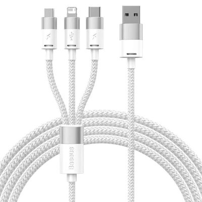 Afbeelding van Baseus USB naar Lightning/USB C/Micro Kabel 3.5A 1.2M Wit