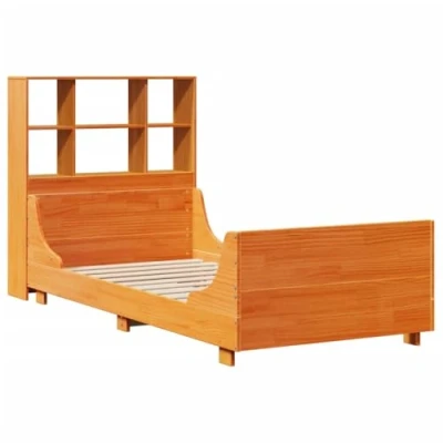 Afbeelding van vidaXL Bed met boekenkast zonder matras massief hout wasbruin 90x200cm