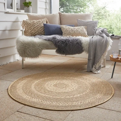 Afbeelding van Rond Jute Buitenkleed Woods Grijs Bohemian Vloerkleed 123vloerkleed.nl is de online webshop voor vloerkleden en woonaccessoires.