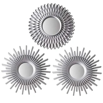 Afbeelding van BONNYCO Wandspiegel 3 delig Ronde spiegel voor Wanddecoratie in Huis, Woonkamer en Slaapkamer Zonnespiegel Wandbevestiging Origineel Cadeau Vrouw Moeder Zilveren Decoratie