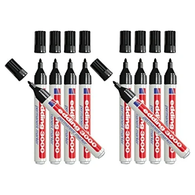 Afbeelding van Edding 3000 permanente markers, navulbaar, 1,5 3 mm, zwart, 10 stuks