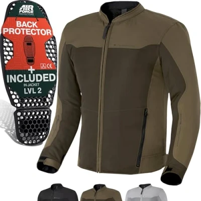Afbeelding van SHIMA OPENAIR motorjas voor mannen lichtgewicht ademende zomer mesh heren city bikerjack met CE achterkant schouder elleboog pantserpads breedte aanpassing bruin, XXL)