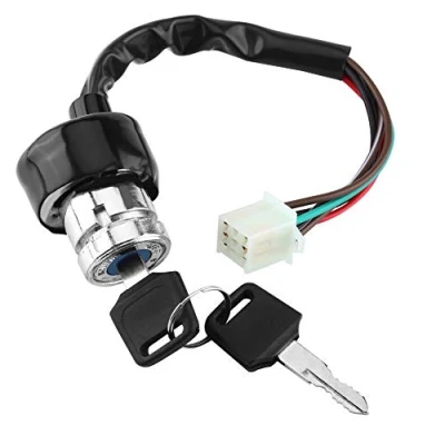 Afbeelding van 6 draads Ignition Motorcycle Switch, universele startschakelaar voor motorfiets, contactschakelaar met 3 standen en 2 sleutels