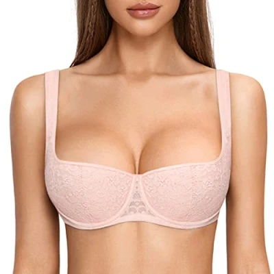 Afbeelding van DOBREVA Sexy push up balconnet beha voor dames, met licht gevoerde beugel, Naakt roze