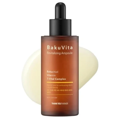 Afbeelding van THANKYOU FARMER BakuVita Revitalizing Ampul 50 ml Bakuchiol serum, een alternatief voor retinol, Koreaans serum met vitamine C + E, poriënverzorging, verstevigend, veganistisch