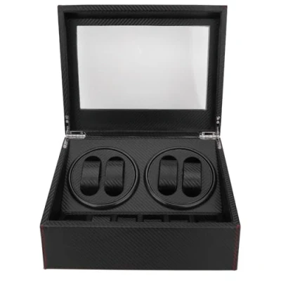 Afbeelding van Olvy Time 4+6 Watchwinder Voor 10 Horloges Luxe Horloge Opwinder Horlogebox Opbergbox Carbon Fiber