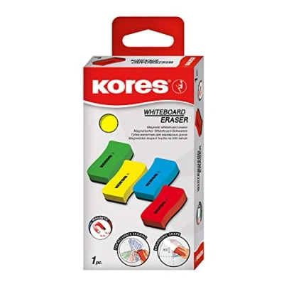 Afbeelding van Kores Magnetische whiteboardwisser voor school, kantoor en thuis, droog afwisbaar, licht ergonomisch gevormd, 110 x 55 20 mm, 1 gum in willekeurige kleur