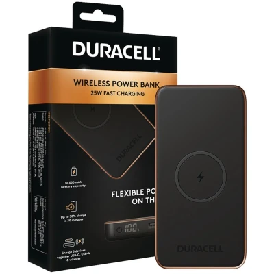 Afbeelding van Duracell Core 10 25W Wireless Powerbank Power Delivery Fast Charge 10.000 mAh Zwart