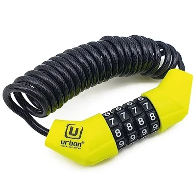 Afbeelding van URBAN UR446 diefstalslot voor fiets, hangslot, kabel, motorhelm, scooter, stalen met combinatiecode Ø 4, 150 cm, licht, mini uitbreidbaar, diefstalbeveiliging, fietszadel, elektrische step