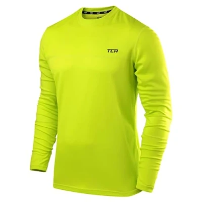 Afbeelding van TCA Element Hardloopshirt voor heren, lange mouwen, ronde hals, Punch vijl (geel)
