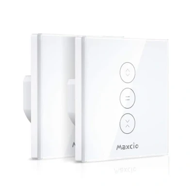 Afbeelding van Maxcio Smart rolluiktimer, wifi, gordijnschakelaar, compatibel met Alexa en Google Home, app afstandsbediening timerfunctie, touch schakelaar