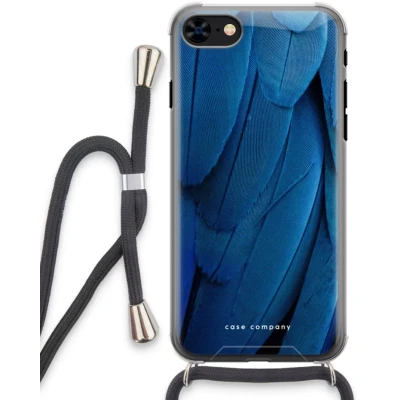 Afbeelding van Case Company® hoesje met Koord geschikt voor iPhone 8 Pauw Telefoonhoesje Zwart Extra Bescherming aan alle Kanten en Over de Schermrand