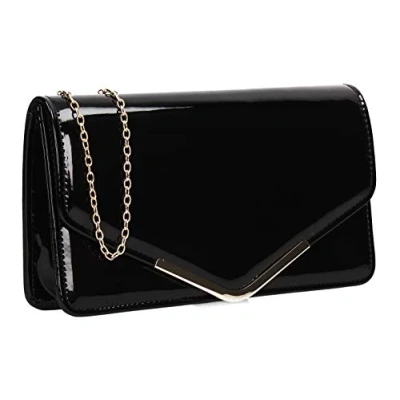 Afbeelding van Swankyswans dames lakleder clutch, zwart.