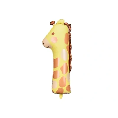 Afbeelding van Partydeco Folieballon cijfer 1 giraf 64 x 87 cm