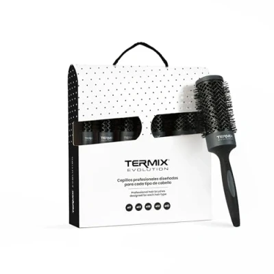 Image de Termix Evolution Plus Brosse à cheveux thermique ronde professionnelle, tube en céramique, spéciale épais et durs, pour afro, pack de 5 brosses