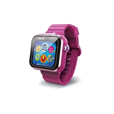 Afbeelding van VTech KidiZoom SmartWatch MAX roze framboos digitaal kinderhorloge, foto, selfie, video, horizontaal touchscreen, high tech speelgoed, cadeau voor kinderen en jongeren van 5 jaar tot 14