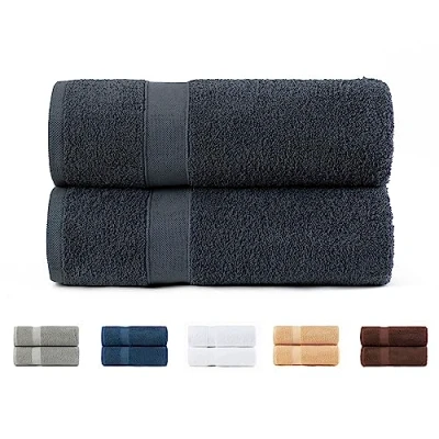Afbeelding van Todocama Set van 2 douchehanddoeken, 100% katoen, 550 g/m², extra zacht, zeer absorberend en sneldrogend, afmetingen 70 x 140 cm, kleur donkergrijs