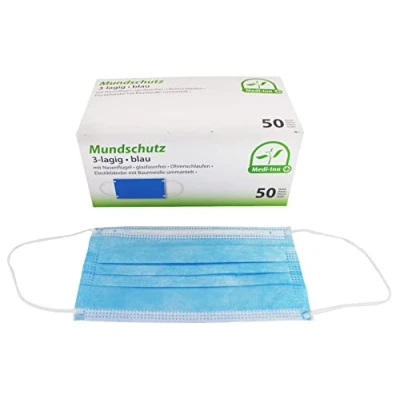 Afbeelding van Mondkapjes 3laags 50 stuks Niet medische Wegwerp Mondmasker met elastiek geschikt voor openbaar vervoer