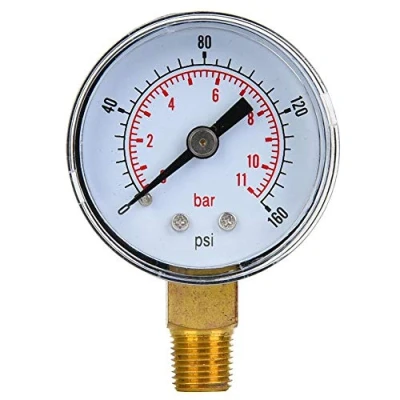 Afbeelding van Mechanische manometer, 1/8 inch BSPT manometer voor lucht olie en water (0 160 psi,0 11 bar)