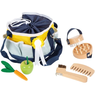Afbeelding van Small Foot Houten Paardenverzorgingsset met Tas, 8dlg.