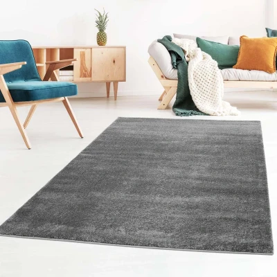 Afbeelding van Effen Vloerkleed Velours Gala Donkergrijs 80x150 Cm