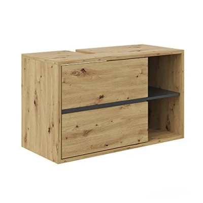 Afbeelding van Vicco Wastafelonderkast Viola, Artisanaal eiken/Antraciet, 100 x 60 cm