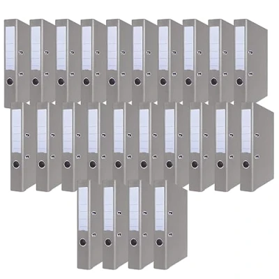 Afbeelding van OFFICER PRODUCTS 24 stuks DIN A4 / 50 mm grijs papier hoes van PP kunststof sleufmap voor bureau karton metalen documentenmap randbescherming
