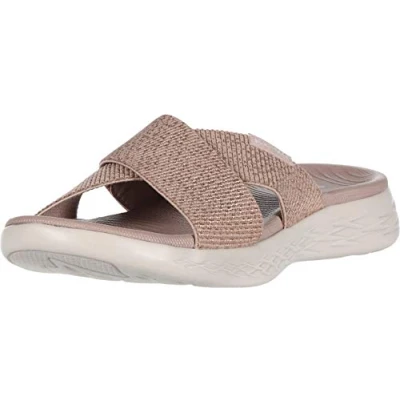 Afbeelding van Skechers On the go 600 Glinsterende damessandalen, Rose Gold.