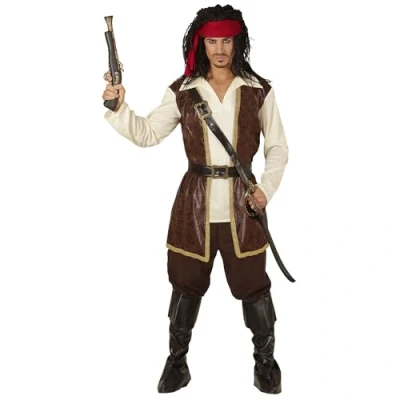 Afbeelding van Widmann Piraat &amp; Viking Kostuum Pedro Man Bruin Small Carnavalskleding Verkleedkleding