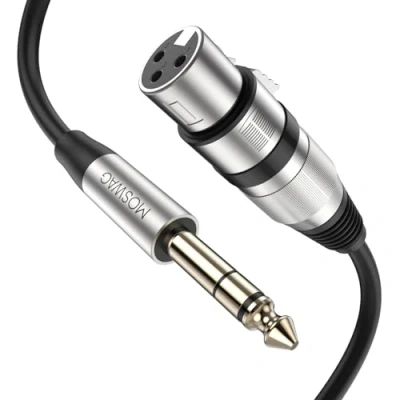 Afbeelding van MOSWAG XLR vrouwelijke gebalanceerde kabel 6,35 mm jack TRS microfoon 1 m voor dynamische microfoon, luidspreker, microfoonversterker, audioconsoles en mixer