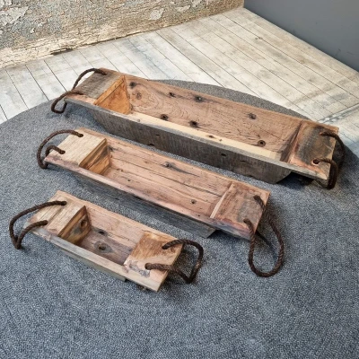 Afbeelding van Mangoe Wooden Khaliya With Rope Set of 3