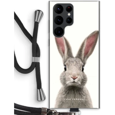Afbeelding van Case Company® hoesje met Koord geschikt voor Samsung Galaxy S22 Ultra Daisy Telefoonhoesje Zwart Bescherming aan alle Kanten en Over de Schermrand