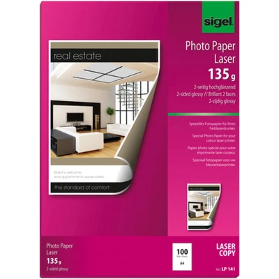 Afbeelding van fotopapier Sigel kleurenlaser A4 hoogwit glans 135g 100 vel