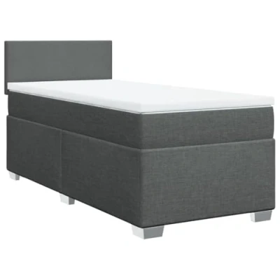 Afbeelding van vidaXL Boxspring met matras stof donkergrijs 90x200 cm