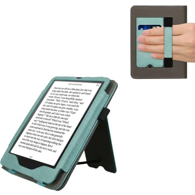 Afbeelding van kwmobile Hoesje compatibel met Amazon Kindle Paperwhite (2024)/Colorsoft hoes Magnetische flipcase tablet eReader kunstleer Ice Mint donkergrijs