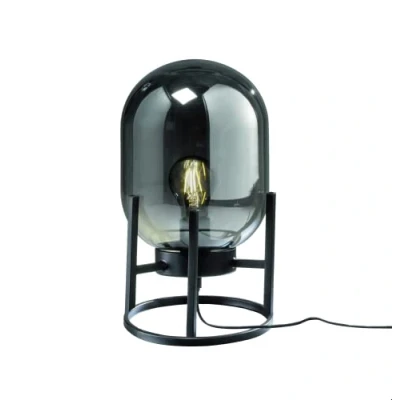 Afbeelding van Fischer &amp; Honsel Tafellamp Regi 1x E27 max. 40,0 W (excl.) Zwart Zandgrond Metaal met Rook Glas