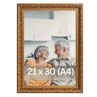 Afbeelding van Victor antieke fotolijst&quot;Rubens&quot; bruin goud in 21x30 cm Rand: 30x20 mm echt glas barok